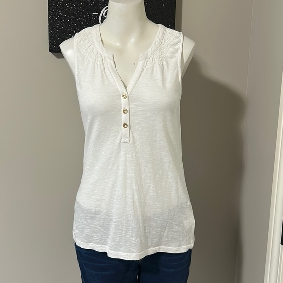 LILLY PULITZER White Essie Sleeveless Tank Top Sz XS - Picture 2 of 10